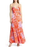 Hutch Alden Maxi Wrap Dress In Orange