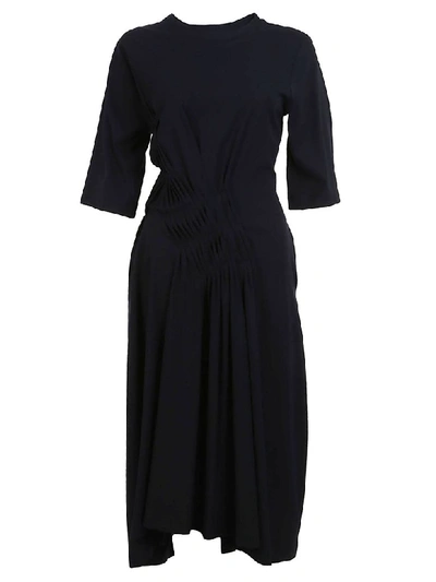 Jil Sander Pleated Detail Dress In Blue