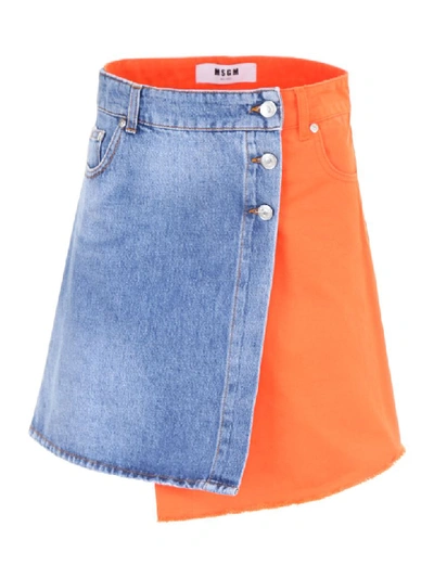 Msgm Colorblock Skirt In Arancionearancio