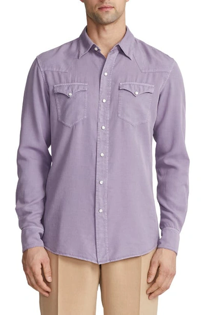 Ralph Lauren Purple Label Garment-dyed Lyocell-twill Western Shirt In Wisteria