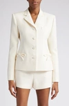 Valentino Crepe Couture Slim-fit Blazer Jacket With Bow Details In Ivory