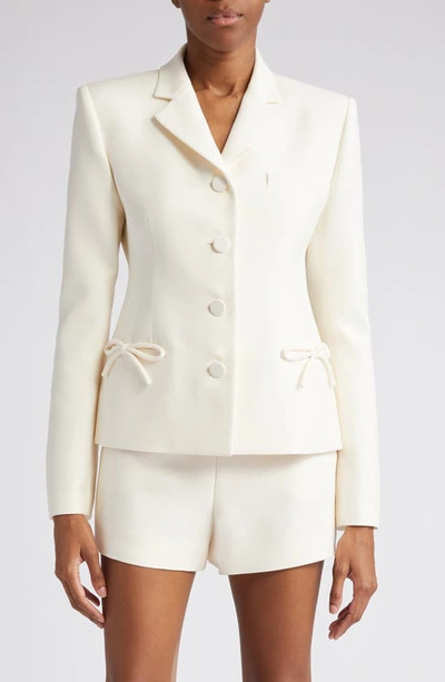 Valentino Crepe Couture Slim-fit Blazer Jacket With Bow Details In Avorio