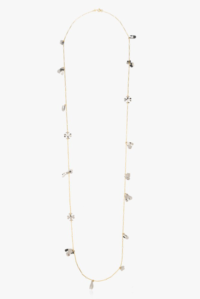 Tory Burch Roxanne Logo Charm Necklace In Gold