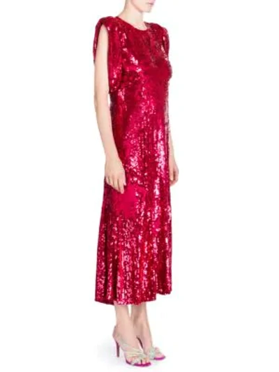 Attico Sequin Keyhole Dress In Raspberry