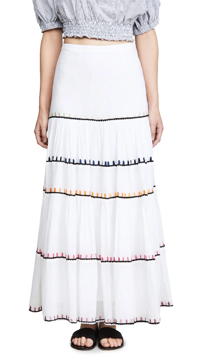 Carolina K Iris Rainbow Maxi Skirt In White Triangle Multi