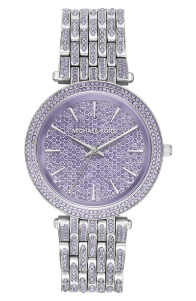 Michael Kors Darci Crystal Bracelet Watch, 39mm In Silver/ White/ Silver
