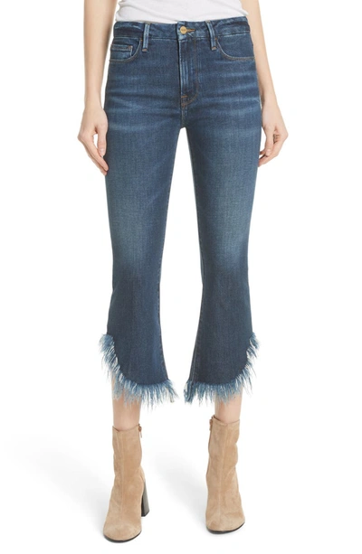 Frame Le Crop Frayed-hem Mini Bootcut Jeans In Bayberry