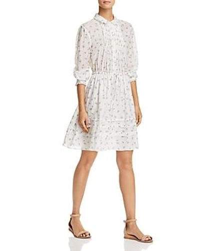 Rebecca Taylor Floral Sprig Shirtdress In Snow Combo