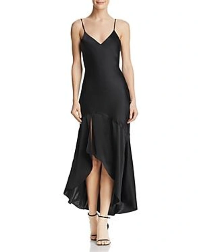 Cami Nyc Sandra Flounced Silk Slip Dress In Black