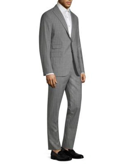Eleventy Wool Pinstripe Suit Set In Light Grey