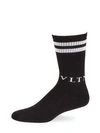 Valentino Logo Cotton Sport Socks In Black