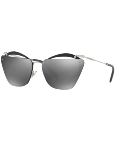 Miu Miu Irregular Mirrored Sunglasses In Grey Mirror Silver