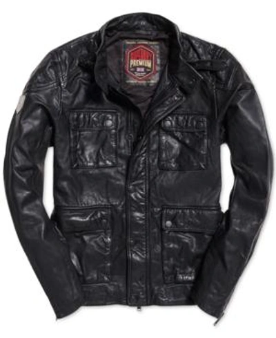 Superdry Men's Leather Rotor Jacket In Black