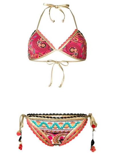 Anjuna Patterned Embroidered Trim Bikini