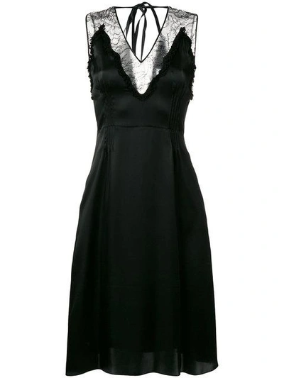 Rochas Flared Lace-trimmed Dress In Black