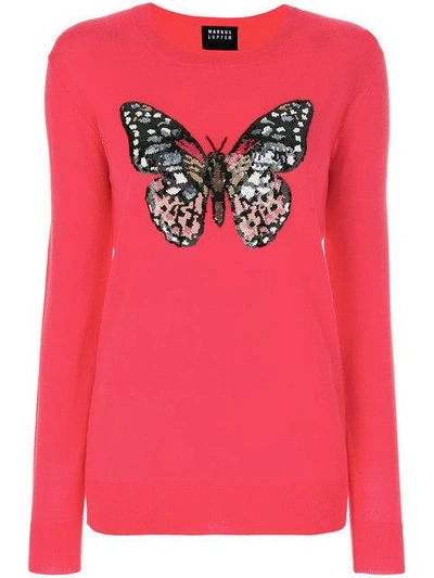 Markus Lupfer Butterfly Sequin Sweater - Red
