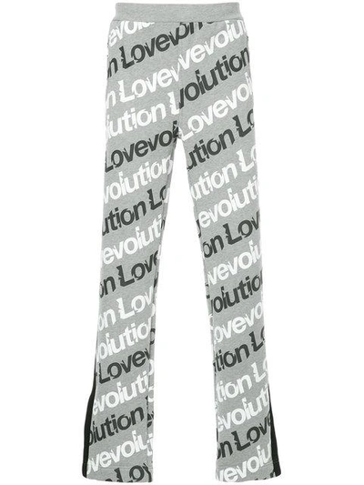 Ports V Slogan Print Track Trousers In Grey