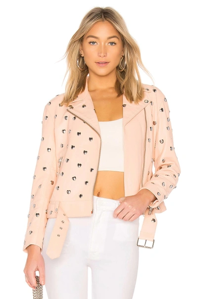 Lovers & Friends Studded Hearts Moto In Pink