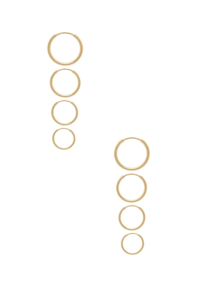 Erth Mini Hoop Set In Metallic Gold