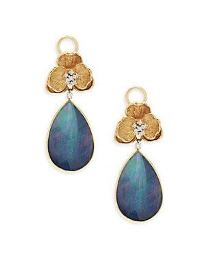 Michael Aram Diamond, Lapis And 18k Gold Orchid Drop Earrings In Blue