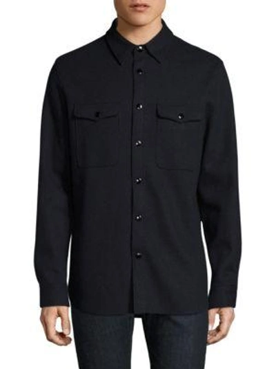 Rag & Bone Raw Edge Button-down Shirt In Navy Charcoal