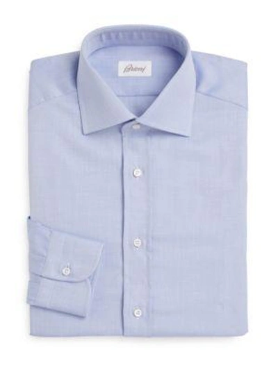 Brioni Regular-fit Woven Cotton Dress Shirt In Azure