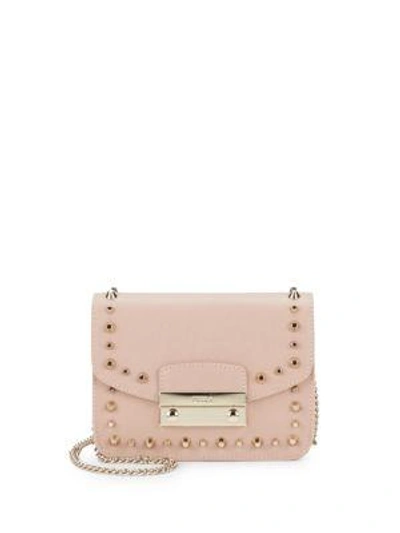 Furla Julia Mini Studded Leather Crossbody In Moonstone