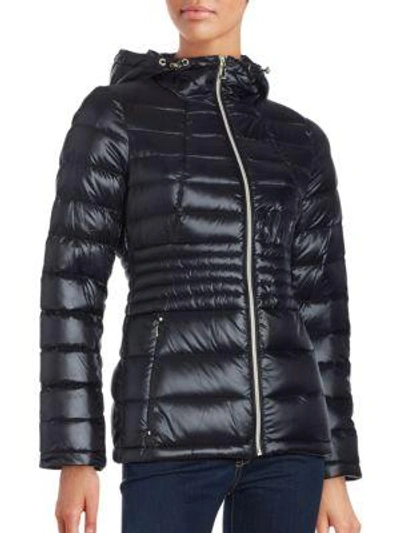 Calvin Klein Packable Hooded Down Coat In Black