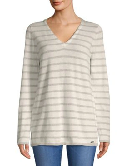 Calvin Klein Two-tone V-neck Sweater In Heather