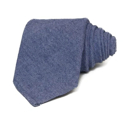 40 Colori Blue Herringbone Cotton Tie