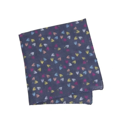 40 Colori Navy Birch Printed Linen Pocket Square