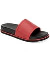 Calvin Klein Men's Mackee Tumbled Smooth Leather Slides Men's Shoes In Brick Red
