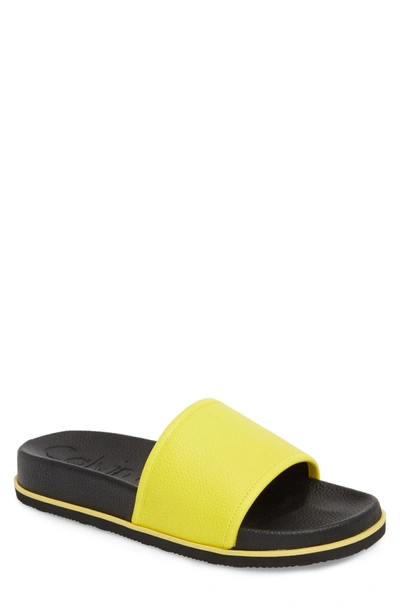 Calvin Klein Mackee Sport Slide In Cyber Yellow Leather