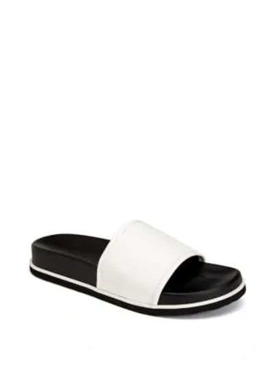 Calvin Klein Men's Mackee Tumbled Smooth Leather Slides Men's Shoes In White