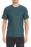 Nike Crewneck Mesh T-shirt In Deep Jungle/ Green Glow/ Black