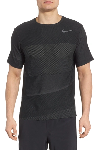 Nike Crewneck Mesh T-shirt In Black/ White/ Mtlc Hematite