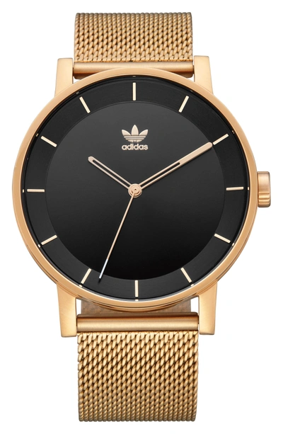 Adidas Originals District Milanese Bracelet Watch, 40mm In Gold/ Black