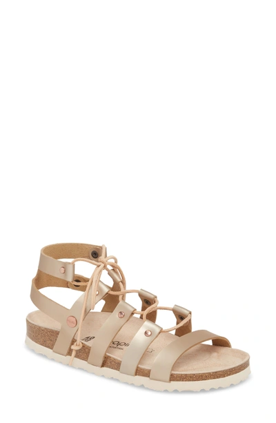 Birkenstock Cleo Gladiator Sandal In Frosted Metallic Rose Pink