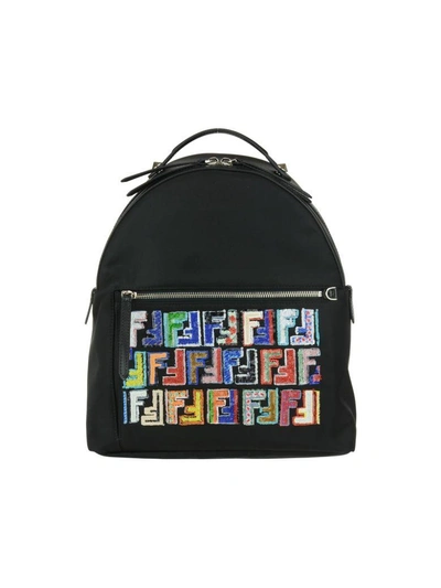 Fendi Ff Backpack In Black-multicolor