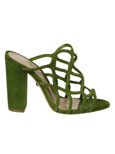Schutz Cage Sandals In Vibrant Green