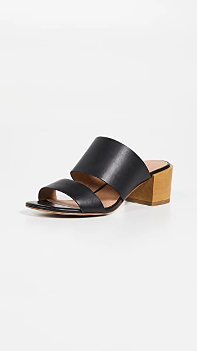 Madewell Kiera Block Heel Slide In True Black Leather