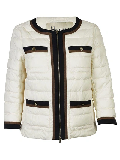 Herno Cropped Jacket In Bianco-nero