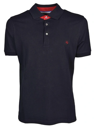 Fay Embroidered Logo Polo Shirt In Blu