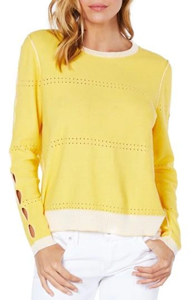 Michael Stars Slit Sleeve Reversible Sweater In Dandelion