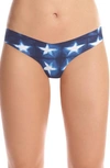 Commando Print Microfiber Thong In Indigo Stars
