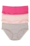 Natori Bliss Girl Briefss, Set Of 3 In Pink/creamsicle/cocoon