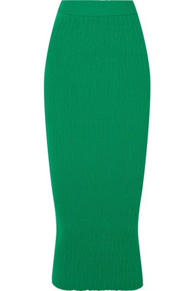 Simon Miller Marsing Ribbed-knit Midi Skirt In Jade
