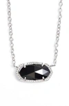 Kendra Scott Elisa Pendant Necklace In Black/ Rhodium/ Silver