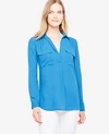 Ann Taylor Petite Camp Shirt In Amalfi Blue