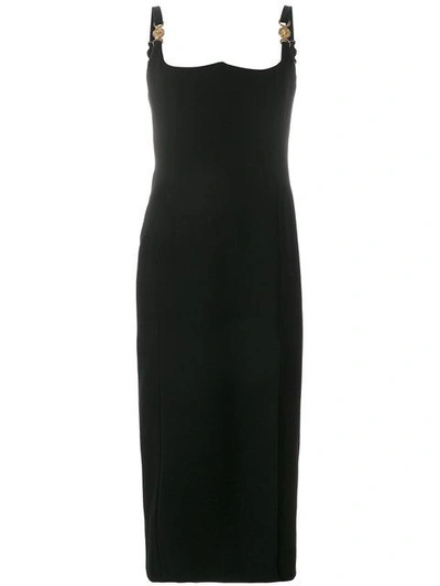 Versace Silk Midi Dress In Black